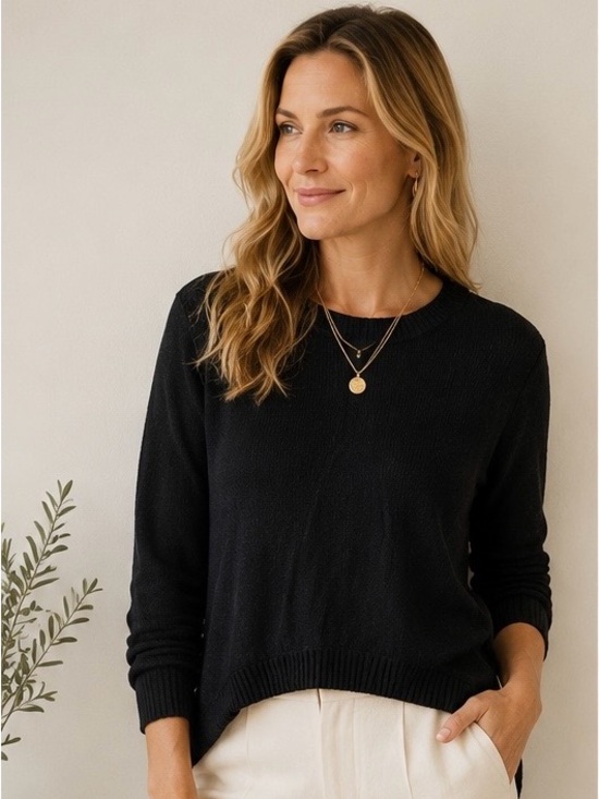 Chan Luu Sweaters - Chan Luu Black Knit High Low Sweater 6-8 Medium